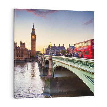 Obraz na płótnie 50x50 - London Calling: Autobus i Big Ben - Londyn, autobus