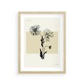 Plakat w ramie 30x40 - Kwiatowe Płótno - kwiaty, typografia - rama drewno