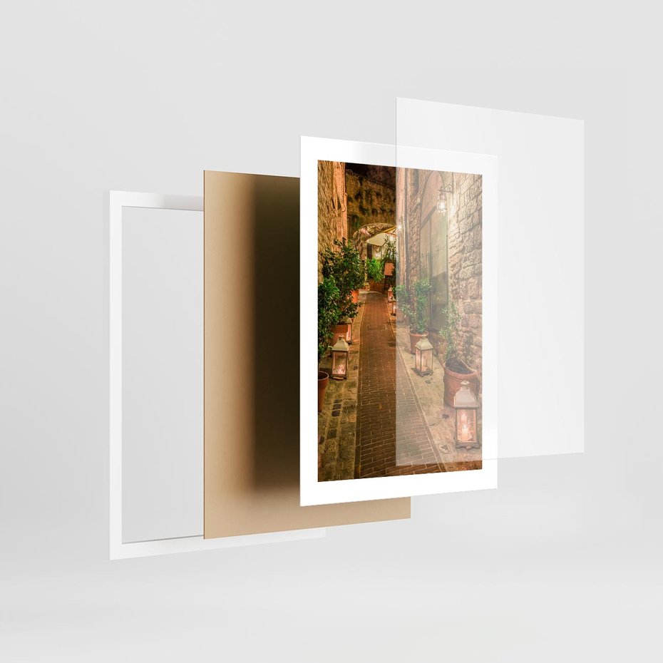 Plakat w ramie 30x40 - Perspektywa Uliczki Miejskiej - uliczka, perspektywa - rama biała