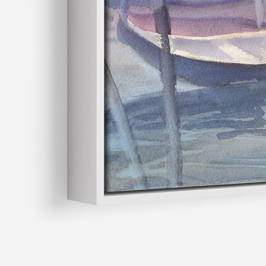 Obraz w ramie 80x120 - Romantyczne Zachody - akwarelowy rysunek, stonowane pastelowe kolory - rama biała