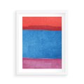 Plakat w ramie 40x50 - Migocące Formy - kolorowe akwarelowe pasy, odcienie czerwień - rama biała