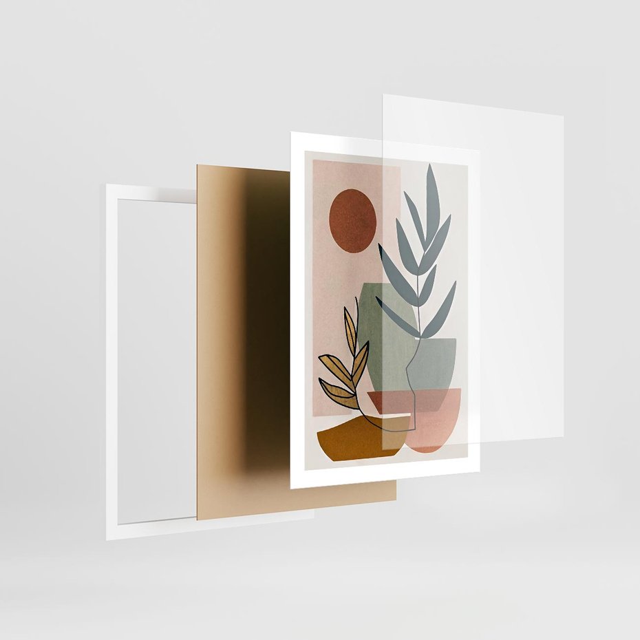 Plakat w ramie 50x70 - Rozkwitająca Boho Wyobraźnia - boho obraz, abstrakcja - rama biała