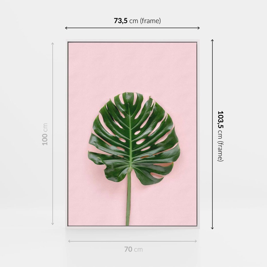 Obraz w ramie 70x100 - Egzotyczna Roślinność - liście, monstera - rama biała