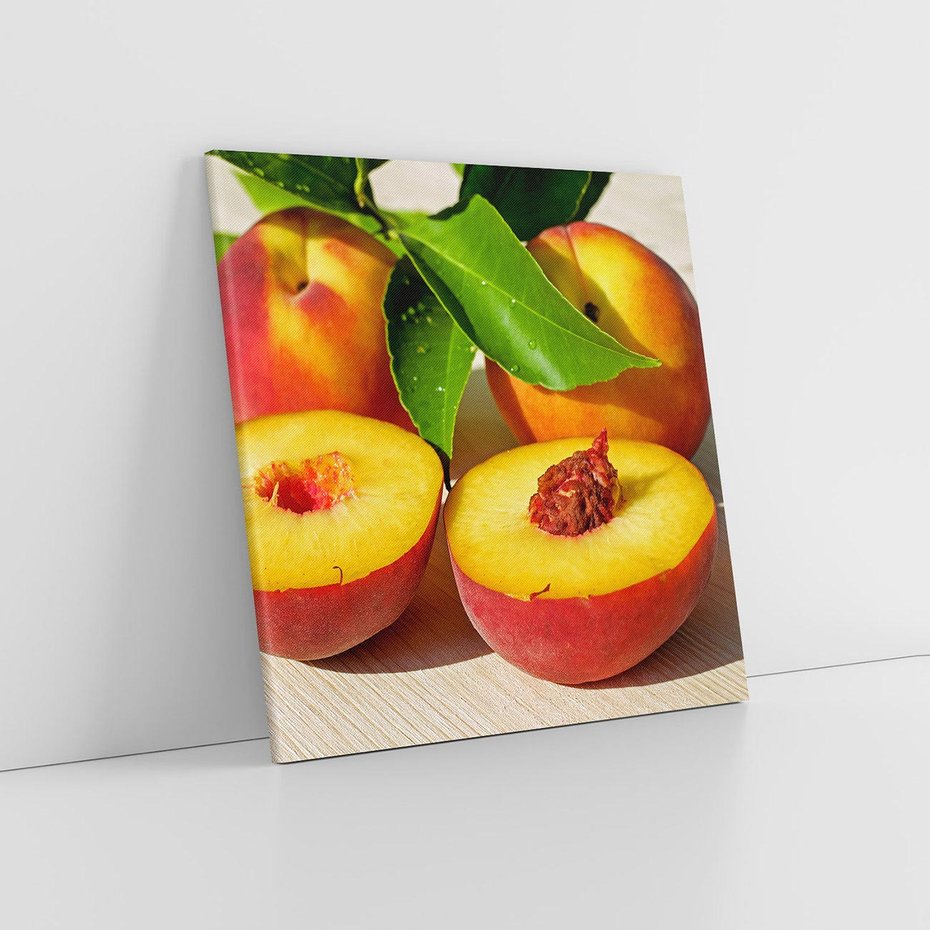 Obraz na płótnie 60x60 - Brzoskwinie Delikatny Urok - brzoskwinie, owoce