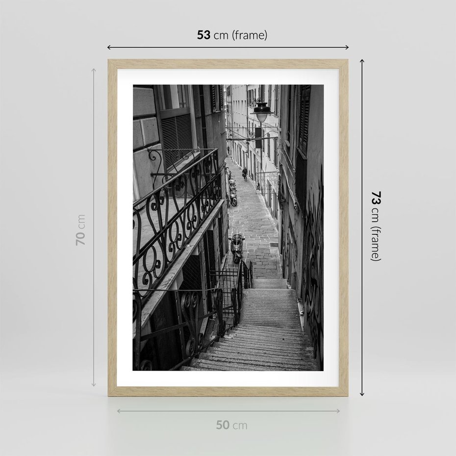 Plakat w ramie 50x70 - Magiczne spacery - uliczka, perspektywa - rama drewno