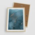 Plakat w ramie 50x70 - Marmurowa Elegancja: Kolory Oceanu - marmur, kolory oceanu - rama drewno