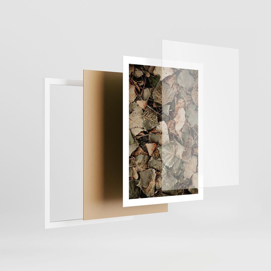 Plakat w ramie 50x70 - Magia Jesiennych Liści - liście, suche liście - rama biała