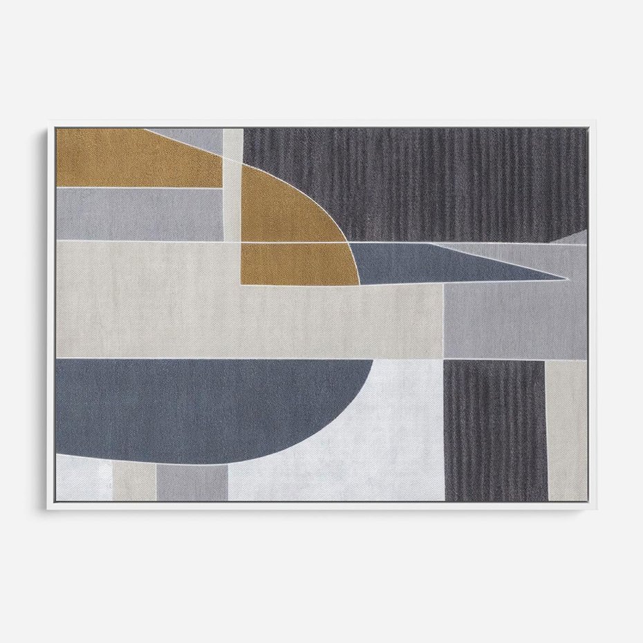 Obraz w ramie 100x70 - Odbicie wschodzącego jutra - graficzne kształty, geometria - rama biała