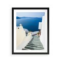 Plakat w ramie 40x50 - Malowniczy urok wyspy - Santorini, schodki - rama czarna
