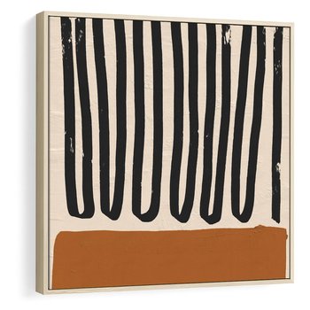 Obraz w ramie 50x50 - Boho Impulsy Kreatywności - abstrakcyjny plakat, brąz - rama drewno