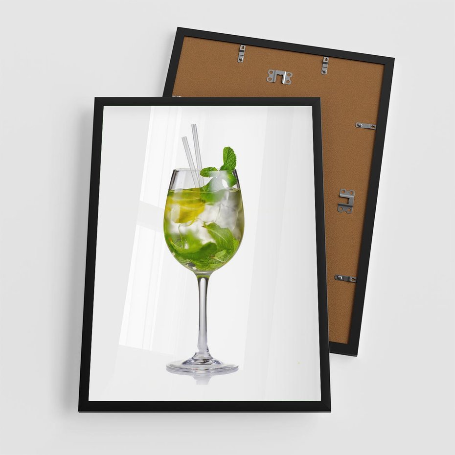 Plakat w ramie 50x70 - Limonkowy drink w letnim stylu - drink, limonka - rama czarna