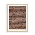 Plakat w ramie 50x70 - Mur cegieł: industrialny urok - cegły, mur - rama drewno
