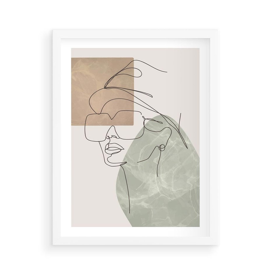 Plakat w ramie 50x70 - Geometria i Szkic - nowoczesny obraz, grafika - rama biała