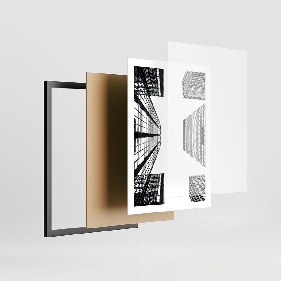 Plakat w ramie 50x70 - Architektoniczna Symetria - architektura, wysoki wieżowiec - rama czarna