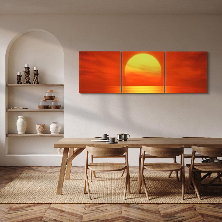 Obraz na płótnie 120x40 - Słońce nad morzem - słońce, morze