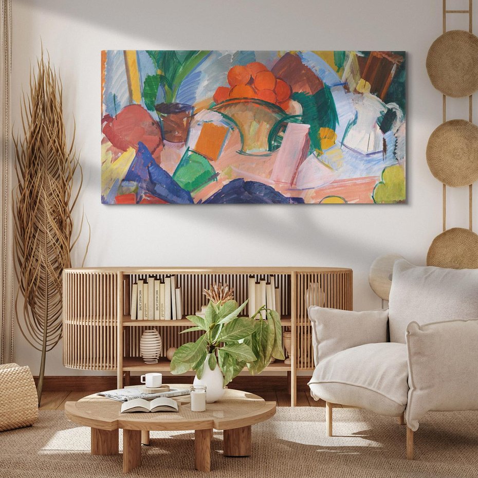 Obraz na płótnie 100x50 - "Martwa natura z pomarańczami w koszyku" Edvard Weie - Reprodukcja - reprodukcja, obraz na płótnie