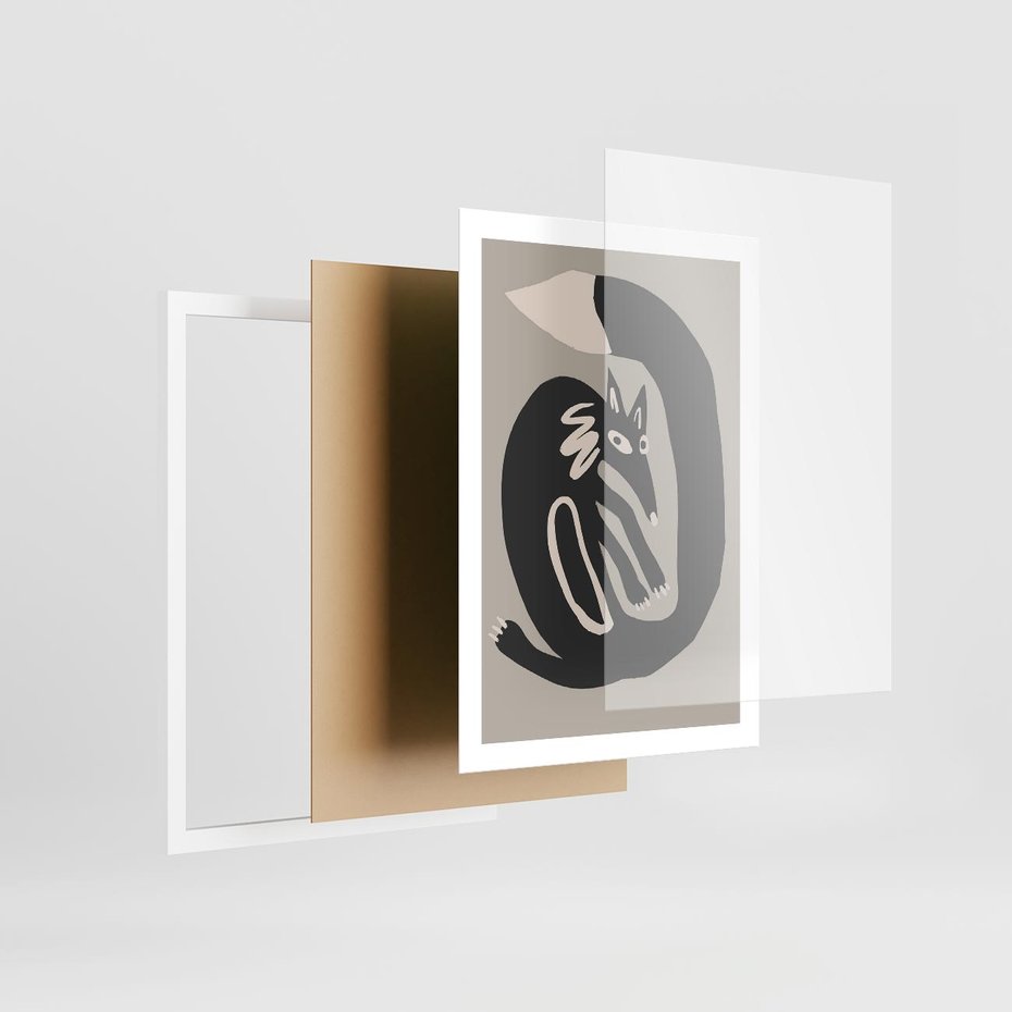 Plakat w ramie 50x70 - Migotliwe Echa Skandynawii - skandynawska sztuka, lis - rama biała