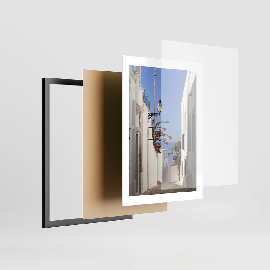 Plakat w ramie 30x40 - Podróże w Czasie: Perspektywiczna Uliczka - uliczka, perspektywa - rama czarna