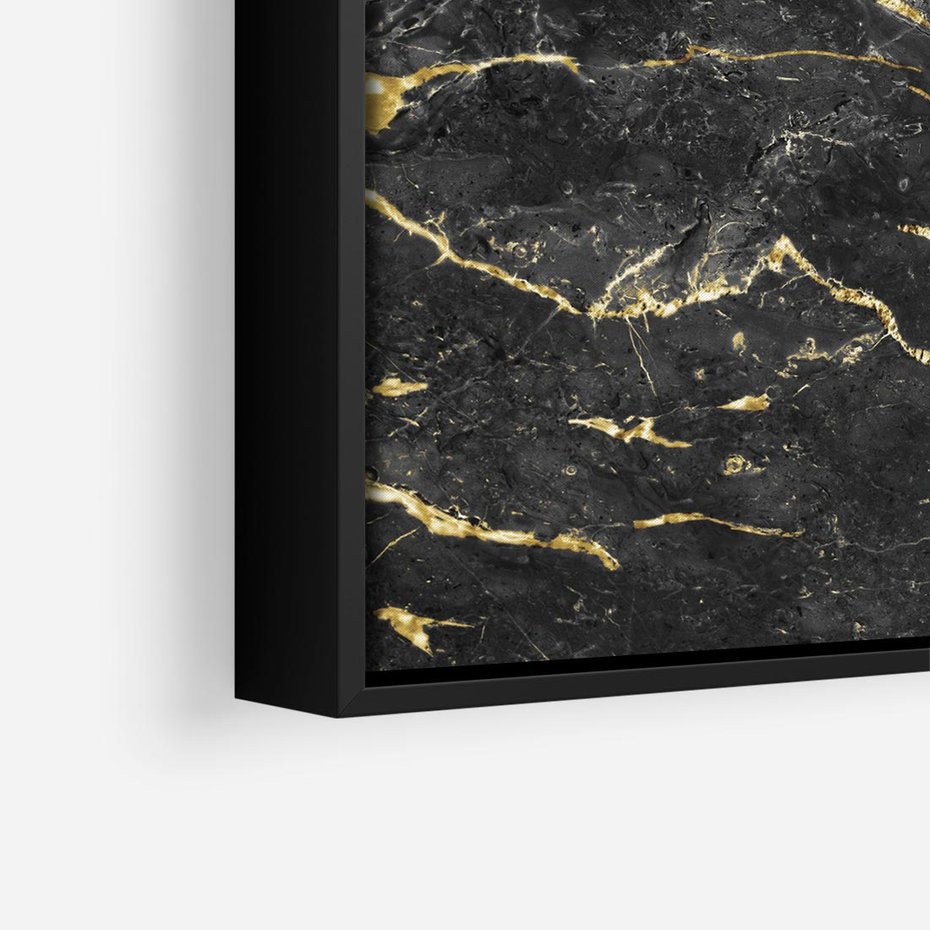 Obraz w ramie 50x50 - Egzotyczny Blask - marmur, złoto - rama czarna