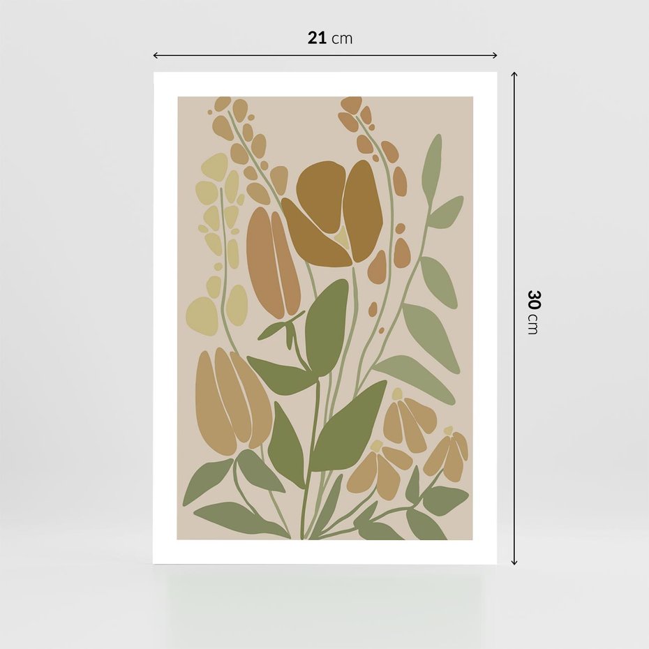 Plakat bez ramy 21x30 - Beżowo i Roślinnie - nowoczesny plakat, roślinność