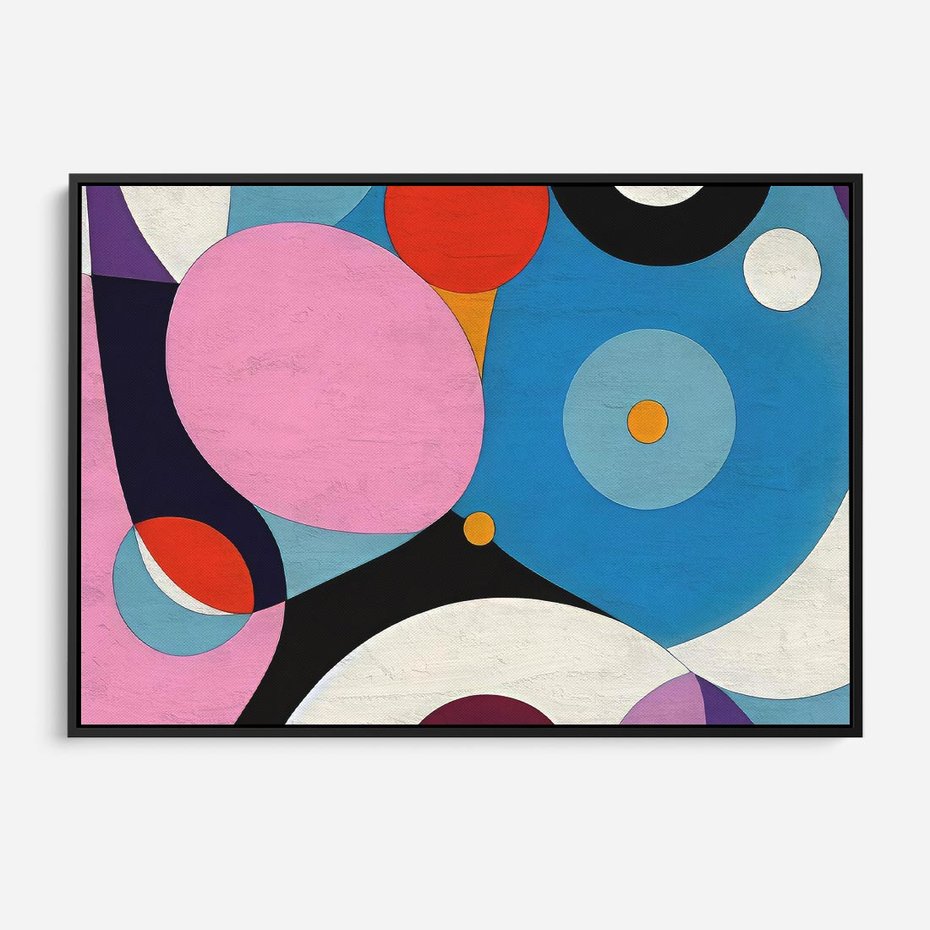 Obraz w ramie 100x70 - Kolorowe Ulotności - abstrakcyjny obraz olejny, żywe kolory - rama czarna