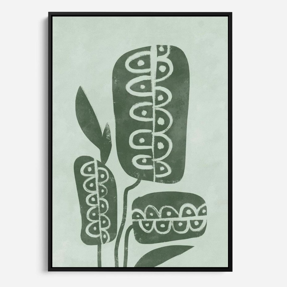 Obraz w ramie 50x70 - Nurtująca Zieleń - abstrakcyjny zielony motyw, skandynawski design - rama czarna