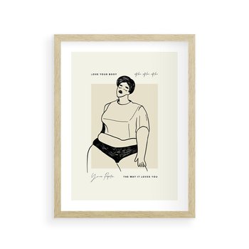 Plakat w ramie 30x40 - Elegancja Kobiecej Formy - nowoczesna sztuka kobieca, plakat - rama drewno