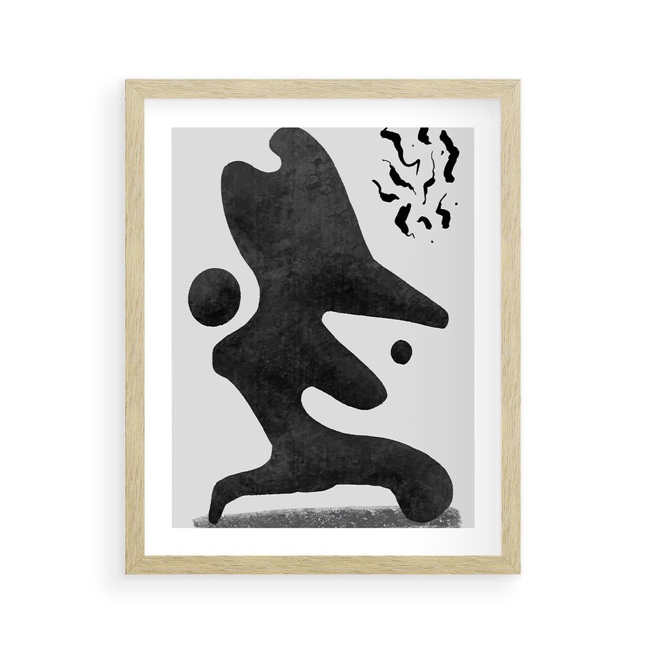 Plakat w ramie 40x50 - Abstrakcja w Monochromii - nowoczesna grafika, abstrakcja - rama drewno