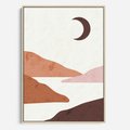 Obraz w ramie 70x100 - Księżycowa Refleksja - nowoczesna sztuka, góry - rama drewno