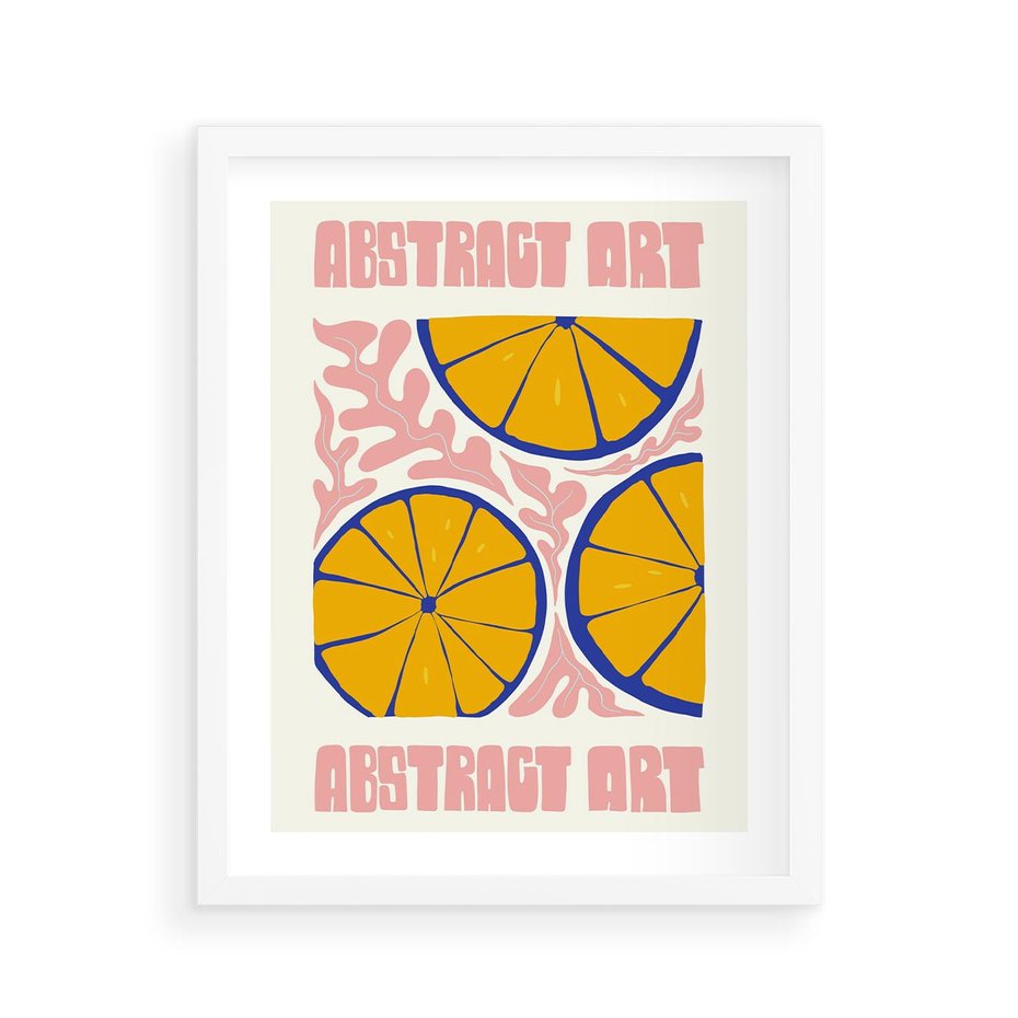 Plakat w ramie 40x50 - Podróżne Wizje - typografia, cytryny - rama biała