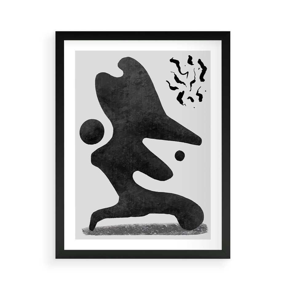 Plakat w ramie 50x70 - Abstrakcja w Monochromii - nowoczesna grafika, abstrakcja - rama czarna
