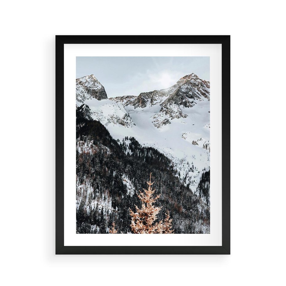 Plakat w ramie 40x50 - Górski Raj - góry, śnieg - rama czarna