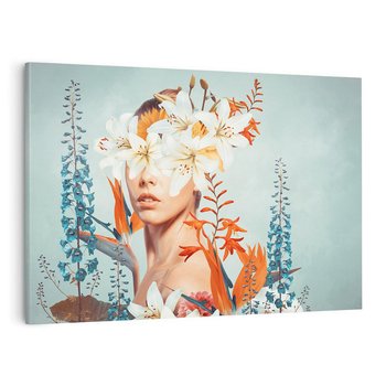 Obraz na płótnie 100x70 - Kwiatowa Enklawa Uroku - kolaż, nierealna kompozycja