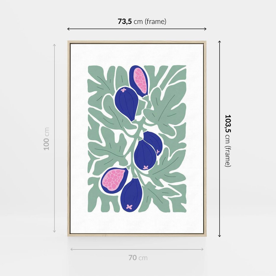 Obraz w ramie 70x100 - Figi Fioletu - figi, sztuka nowoczesna - rama drewno