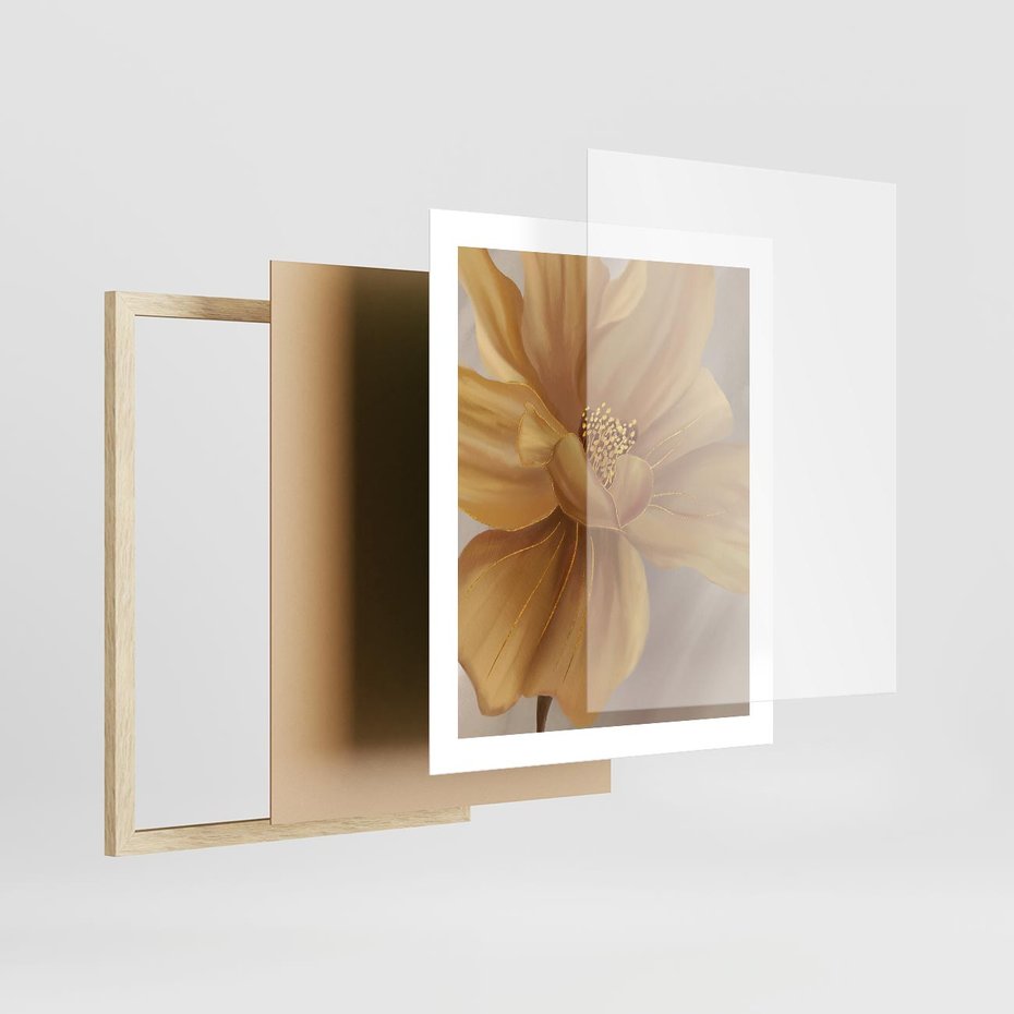 Plakat w ramie 40x50 - Kwiaty malowane olejem - eksplozja kolorów - kwiaty, malowane - rama drewno