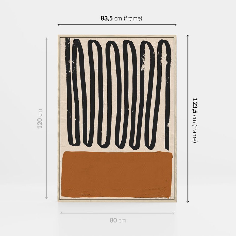 Obraz w ramie 80x120 - Boho Impulsy Kreatywności - abstrakcyjny plakat, brąz - rama drewno
