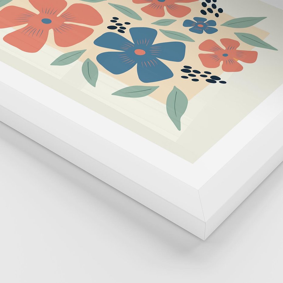 Plakat w ramie 30x40 - Kolorowe liście tęsknot - minimalistyczny plakat, grafika - rama biała