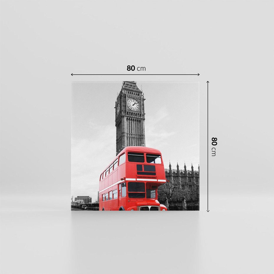 Obraz na płótnie 80x80 - Autobusy w tętniącym życiem Londynie - Londyn, autobus