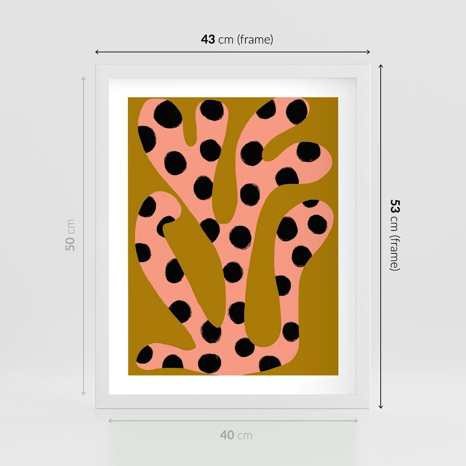 Plakat w ramie 40x50 - Rozkwitająca Wolność Boho - abstrakcyjne boho kształty, dziwne - rama biała