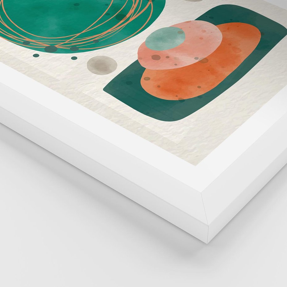 Plakat w ramie 50x70 - Rozmyte Granice - abstrakcyjne plamy, zielony - rama biała