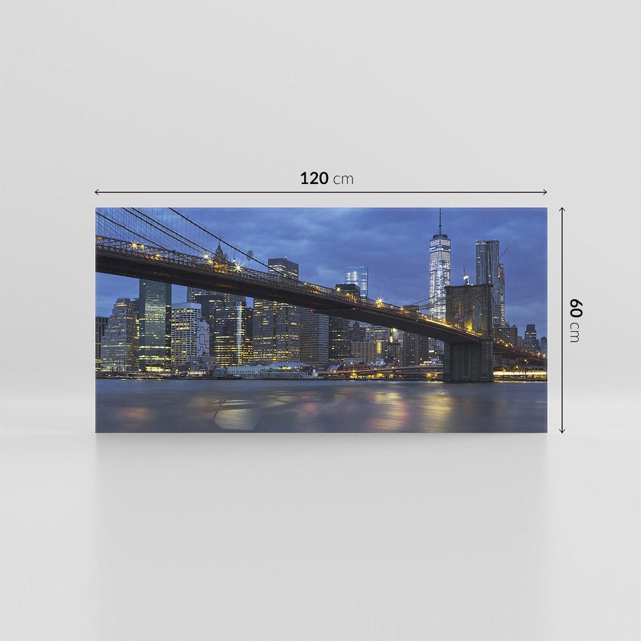 Obraz na płótnie 120x60 - Mosty Manhattanu nocą - most, Nowy Jork