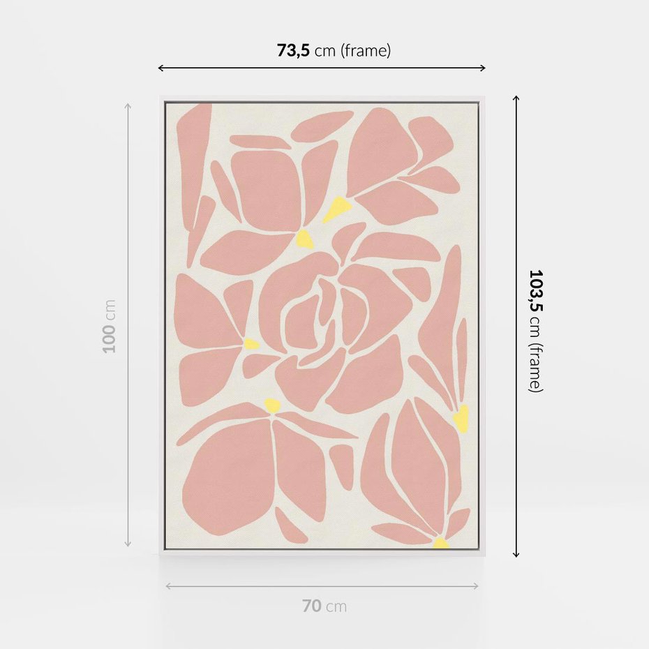 Obraz w ramie 70x100 - Rozplątane Akwarelowe Formy - abstrakcyjne boho kwiaty, kompozycja - rama biała