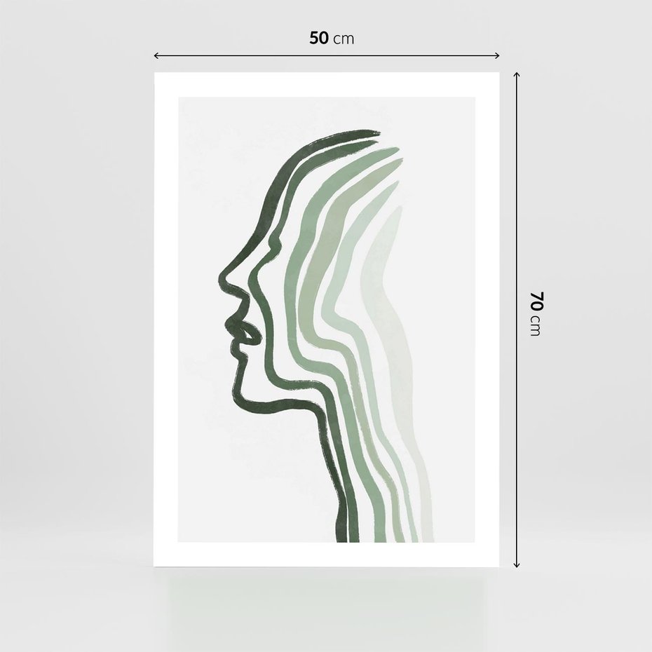 Plakat bez ramy 50x70 - Zielony Profil - abstrakcja, zielony portret z profilu