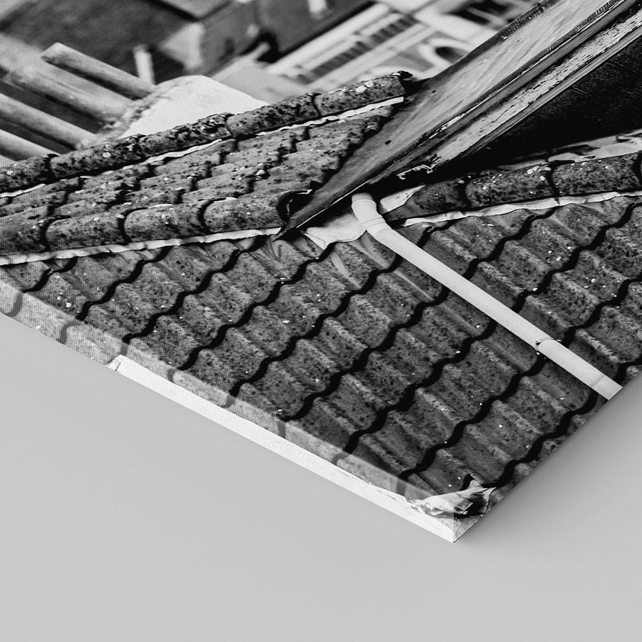 Obraz na płótnie 120x60 - Miasto w Retro Odsłonie - fotografia czarno biała, ujęcie na dachy wielkiego miasta