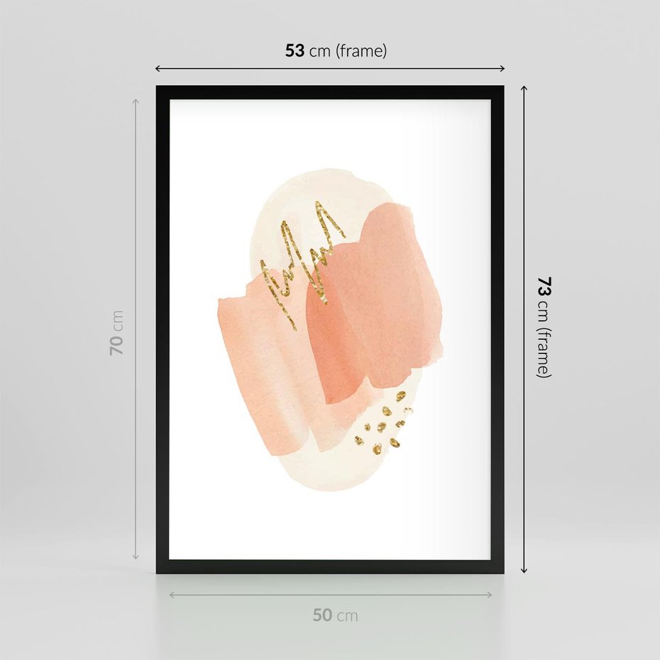Plakat w ramie 50x70 - Rozbijające Plamy - abstrakcyjne akwarelowe plamy, minimalizm - rama czarna