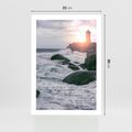Plakat bez ramy 21x30 - Latarnia, Zachód Słońca i Fale - latarnia na klifie, zachód słońca