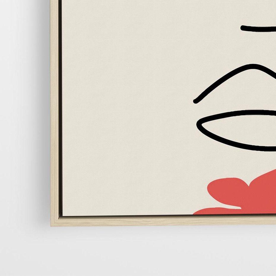 Obraz w ramie 80x80 - Impresje Plam - abstrakcyjny obraz, przypomina twarz - rama drewno