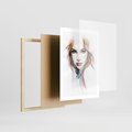 Plakat w ramie 50x70 - Abstrakcyjny portret kobiecy - grafika, kobieta - rama drewno