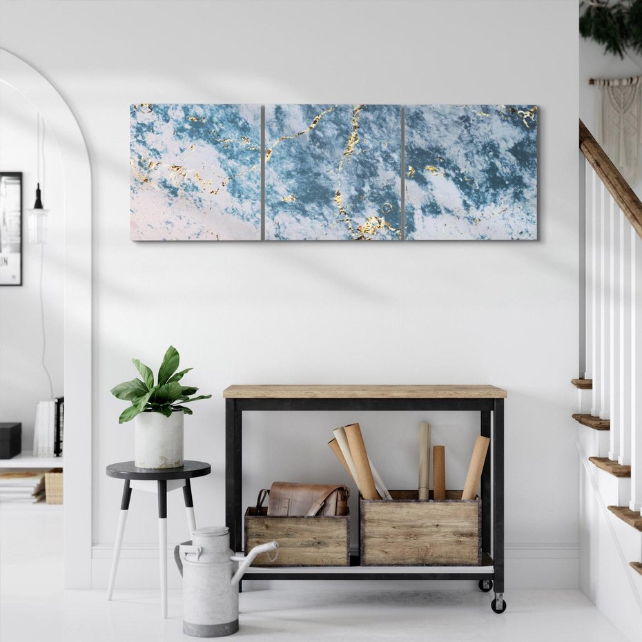 Obraz na płótnie 120x40 - Elegancja i Wyrafinowanie - marmur, złoto