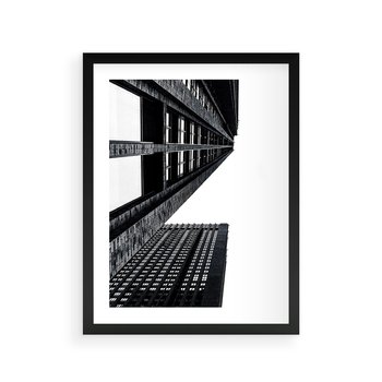 Plakat w ramie 40x50 - Geometryczna Asymetria - architektura, czarno białe zdjęcie - rama czarna
